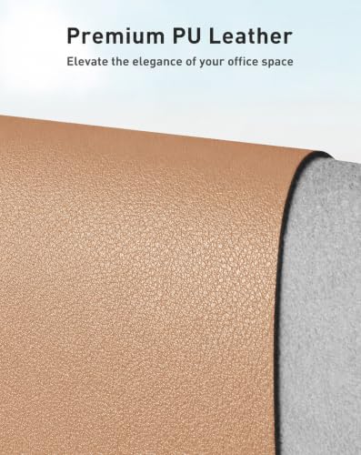 Image of Aothia Faux Leather Desk Mat for Keyboard & Mouse (Khaki, 42 inch x 17 inch) | Creates One Clean Surface For Your Keyboard, Mouse And Laptop, Helping Keep Your Workspace Organized Every Day