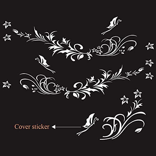 Image of Car Body Decals Carved Hollow Flower Butterfly Decorative Stickers Anti-Scratch for Cars, Vans, SUVs, Trucks,Set of 3 pcs (White)