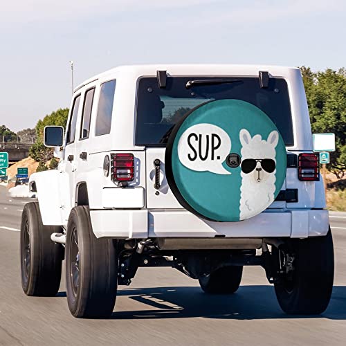 Image of Funny Llama Spare Tire Cover with Backup Camera Hole Wheel Tire Cover Fit Trailer, RV, SUV and Many Vehicle 13inch