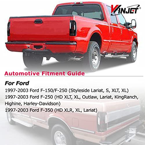 Winjet Compatible With Ford [1997 1998-2003 F150] [1999 2000 2001 2002 2003 2004 2005 2006 2007 F250 F350 F450 F550 Super Duty] Tail Lights (Matte Black/Gray Lens) #TOP3
