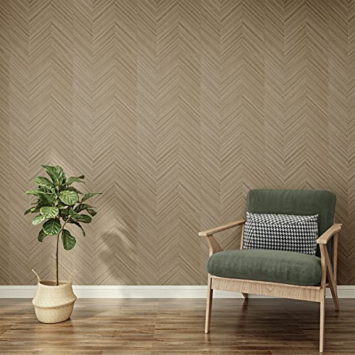 VaryPaper Herringbone Wood Wallpaper 15.7"x315" Light Wood Contact Paper Self Adhesive Waterproof Removable Chevron Wallpaper Shiplap Peel and Stick Wallpaper for Bedroom Walls Furniture Cabinets by VaryPaper - Used condition - Image 2