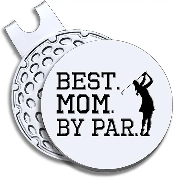 GEYGIE Best Mom by Par Golf Ball Marker with Magnetic Hat Clip, Funny Golf Gift for Woman