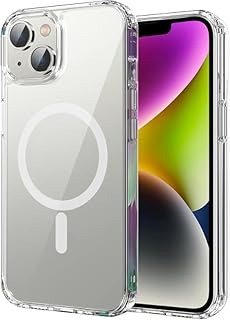 جراب موبايل مغناطيسي مرن مقاوم للصدمات بتصميم مضاد لبصمات الأصابع ومقاوم للخدش لموبايل آيفون 14 - شفاف