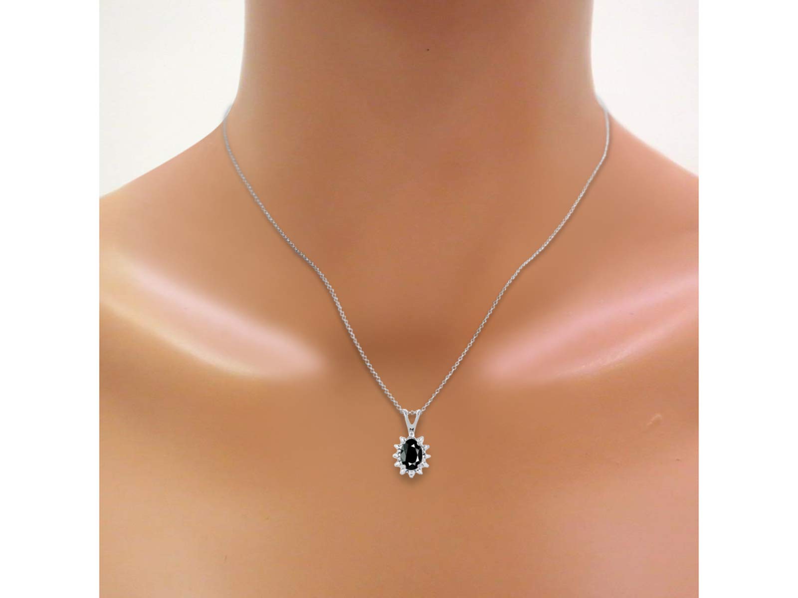 Nero onice e diamanti ciondolo, orecchini e anello set in argento Sterling .925 con catena e confezione regalo