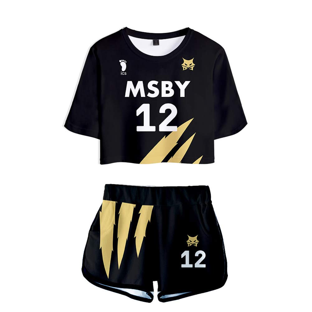 PPONEMSBY Black Jackals Jersey Haikyuu Hoodie Anime Kiyoomi Sakusa Cosplay Kotaru Bokuto Costume Jacket Outfit Uniform (12, S)