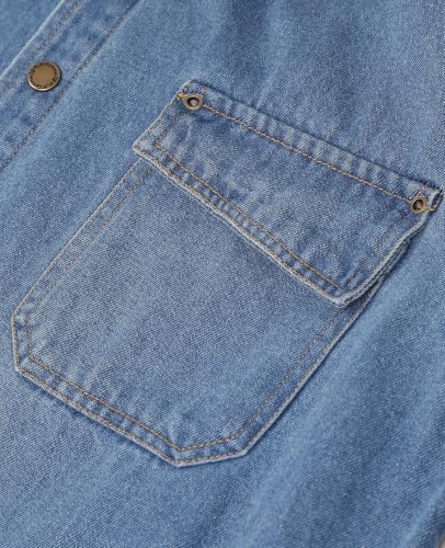 Image of ZENTHACE Men's Flannel Lined Denim Chore Coat, Snap Button Workwear | 11.2 oz 100% Prewashed Denim Cotton, Fully Flannel Lining, Corduroy Collar, 6-Pockets Oversized Utility Outdoor Barn Coat