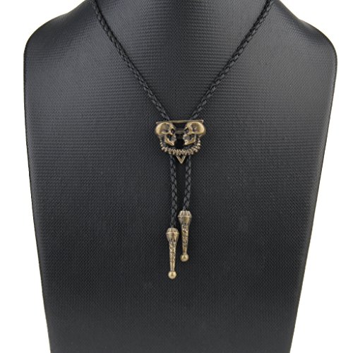 gazechimp Ocidental Bolo Laço Esqueleto Crânio Cabeça Gravata Cowboy Colar Pingente Rodeio - Cobre a