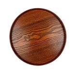 お盆 丸盆 丸トレー 木製 トレー ナチュラルスタックトレー 漆塗り 茶道具 カフェトレー 定食盆 業務用 接客トレイ 茶色 直径33cm (茶色 33CM)