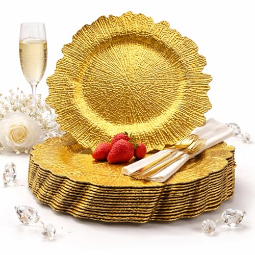 PAODIJO Gold Charger Plates bulk 100, 13" Gold Chargers for Dinner plates by PAODIJO - Used condition - US$107.09