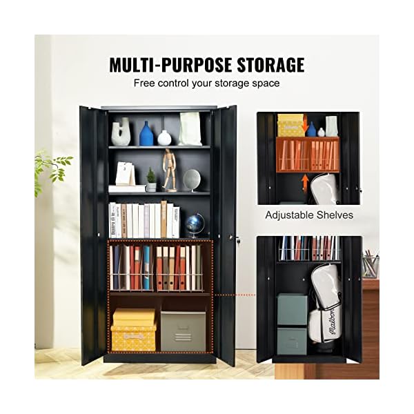 VEVOR-Metal-Storage-Cabinet-Steel-Locking-Storage-Cabinet-with-2-Magnetic-Doors-and-4-Adjustable-Shelves-71-Metal-Cabinet-200-lbs-Capacity-per-Shelf-with-3-Keys-for-Office-Home-Garage-Black VEVOR-Metal-Storage-Cabinet-Steel-Locking-Storage-Cabinet-with-2-Magnetic-Doors-and-4-Adjustable-Shelves-71-Metal-Cabinet-200-lbs-Capacity-per-Shelf-with-3-Keys-for-Office-Home-Garage-Black