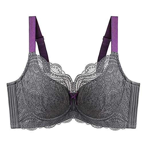 Soutien-gorge minimiseur gris 90E avec armatures et dentelle