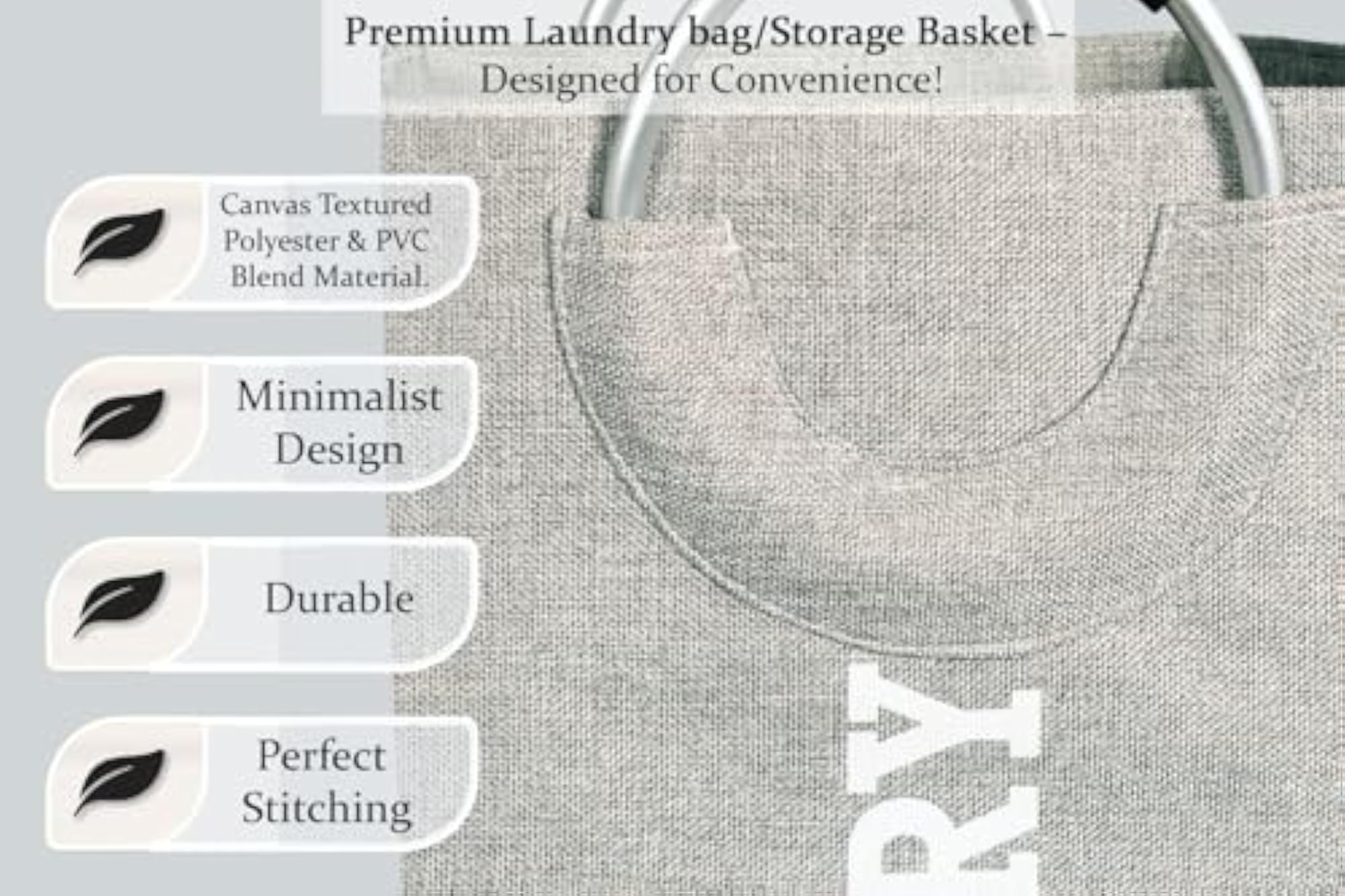 Durable Foldable Laundry Bag with Metallic Handle