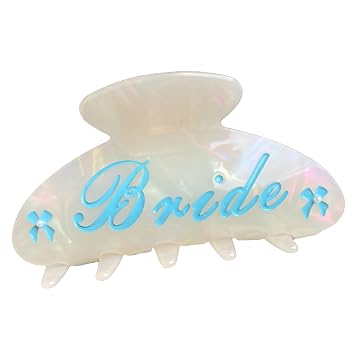 Bride Claw Hair Clips, Bride Acrylic Hair Accessory with Pearl Bow, Bachelorette Gifts Party Wedding Birthday Shower Banana Barrettes Hair Decorations for Girl, Trendy Bridal Claws White