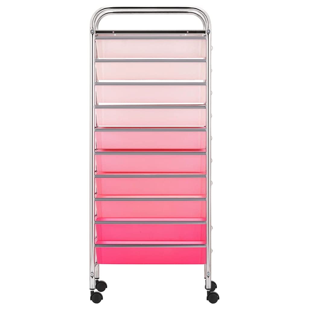 Carrello Portaoggetti con 10 Cassetti Rosa Sfumato in Plastica,Articoli di ferramenta,Utensili,Carrelli merci-320404