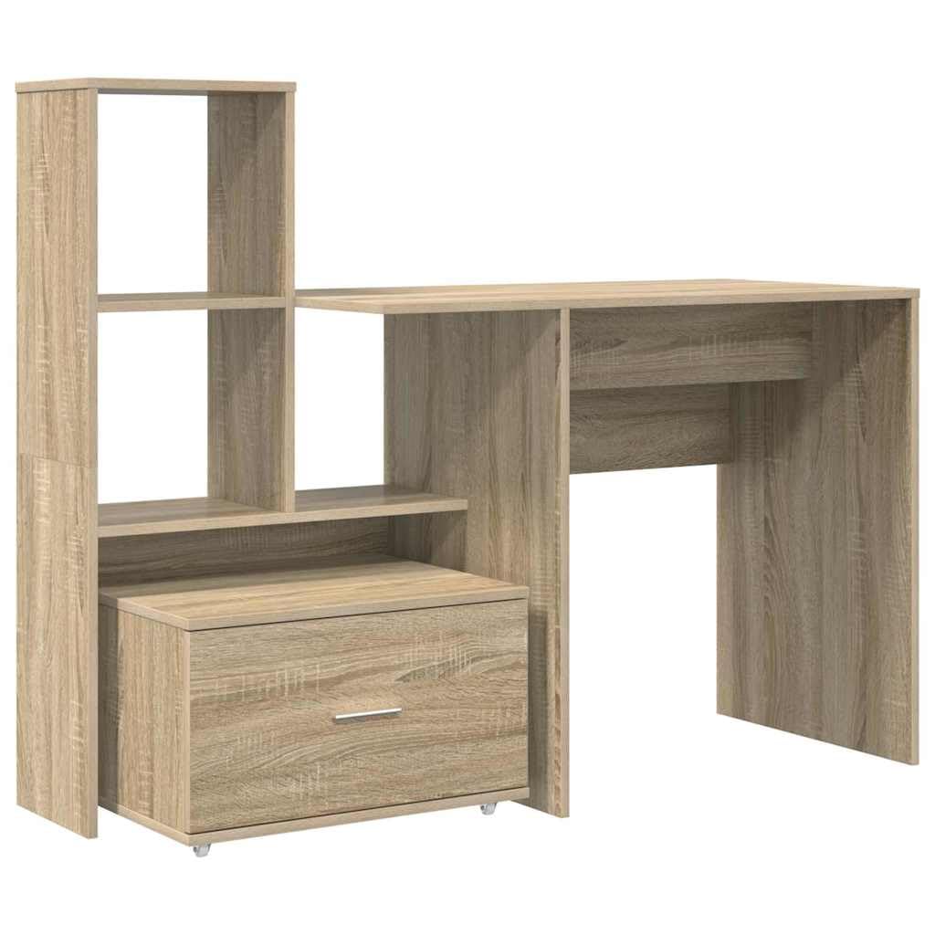 Scrivania in legno di quercia Sonoma 131,5 x 50 x 106,5 cm con vano