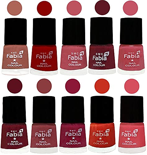 Image of SMC Fabia ALL IN ONE (PACK OF 10), Long Lasting Glossy Nail Polish, 6 ml Each, All Vibrant Colours,02407