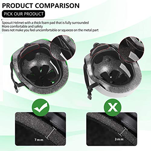 Sposuit Skateboard Helmet, Comfortable Wearing for Kids Youth Adult, Adjustable Helmet for Skateboarding Cycling Scooter Roller Skate Skating BMX Rollerblading - Thumbnail 4
