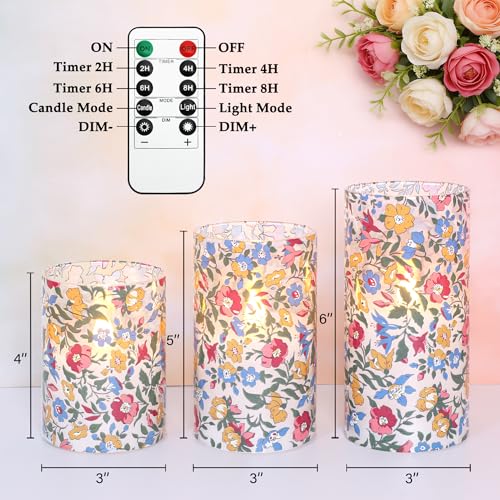 Cafemoon Floral Glass Flameless Candles with Remote, Spring Wildflower Design LED Candles, 3D Wick Flickering Battery Operated Candles for Home Decor, Bedroom, Wedding, Table Centerpiece by Cafemoon - Used condition - Image 2
