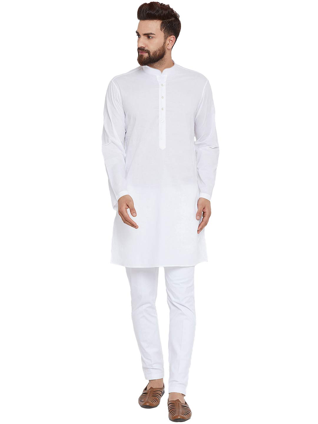vastraa fusion Men's Cotton Solid Kurta Pajama Set-picture-20