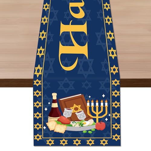 Passover Table Runner, Passover Decorations, Happy Passover Table Runner, Blue