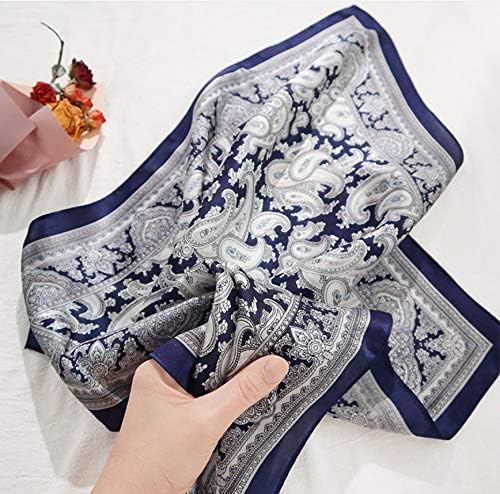 JERLA Women's Men's Small Square satin 100% Real Mulberry Silk Scarfs paisley Hair head face scarf 21" x 21" - Image 3