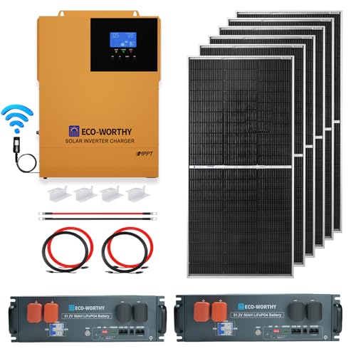 ECO-WORTHY 48V Off Grid Solar System Complete Kit 1200W 4.68KWH Solar Panel Kit for Home：6pcs 195W...