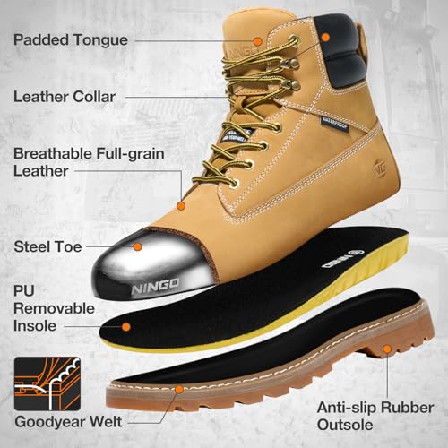 Ningo AQX26ACPYEW9S Steel Toe Work Boots thumb #3