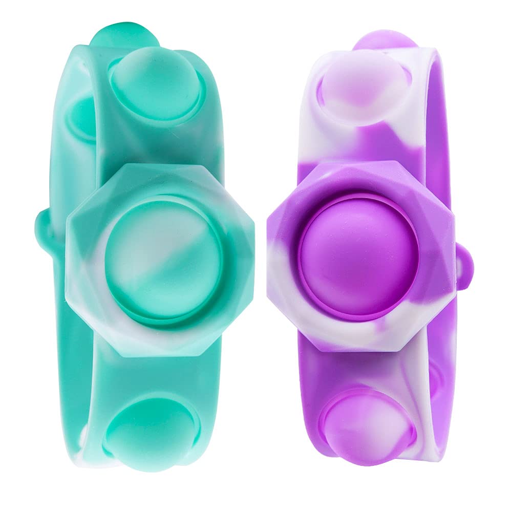 Photo 1 of 8 Pcs Decompression Bracelet?Pop Fidget Bracelets Toy?Adjustable Mini Fidget Dimple Toy Anxiety Decompression Wristband Children's Bracelet?Suitable for Children and Adults Anxiety Relief ADHD Autism Blue&orange Style1 3pack