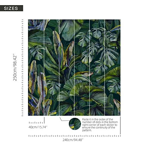 Flortlias Peel And Stick Watercolor Wall Mural, Leather Textured Vinyl Self-Adhesive Wallpaper For Bedroom Living Room Accent Wall Decor, Eden Tropical Leaves #TOP1