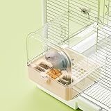 tafit Hanging Bird Bath for Cage with Bowls & Mesh Bottom - 3-in-1 Multifunction Bird Bath/Bowl/House, Bird Shower for Lovebirds, Finches, Parakeets, Budgies, and Other Small to Medium Birds - White