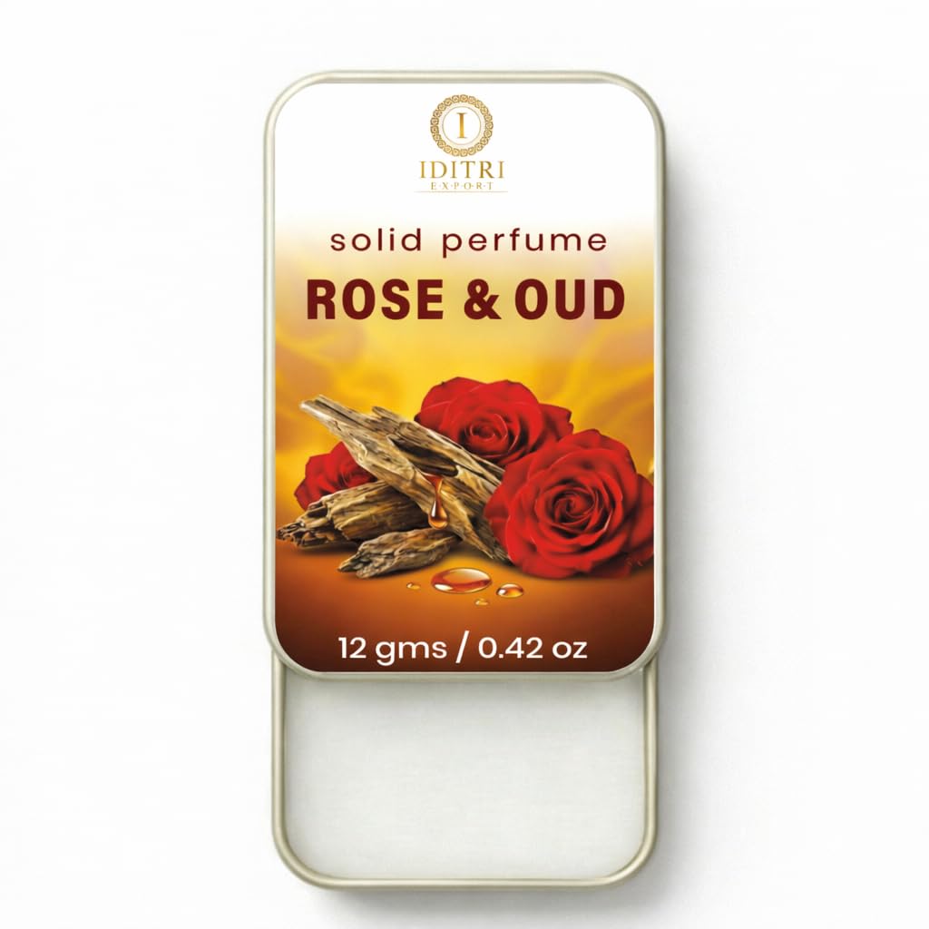 Solid Perfume Rose & Oud | Rose (FO) | Alcohol Free Wax Perfume Balm, Long Lasting Pocket Fragrance Tin 12g, Non Greasy Smooth Glide, Travel Friendly | Office Wear | Gift Ready-image-10