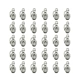 FAIWAWU 30 Pcs Silver Grenade Charms Pendant Weapon Charm for Jewelry Making Necklace Bracelet Earring