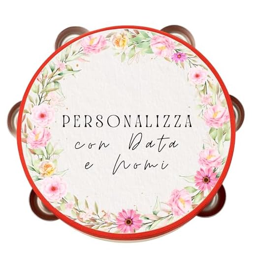 Pandereta personalizada de 18 cm – Jardín sonoro – Idea regalo para bodas, eventos y ocasiones especiales – Personalizable (1)