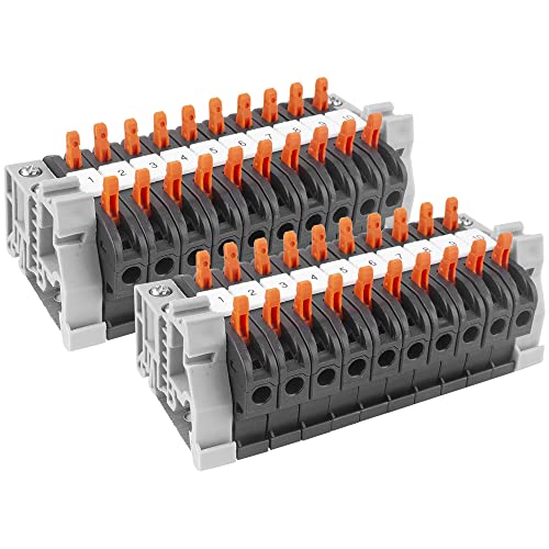 CJBIN Reihenklemmen Hutschiene, 20 Pcs Kabelverbinder Kit, Verbindungsklemmen, Klemmleiste Kit mit Digitale Markierungsstreifen, Schiene, Schraube, feste Basis, Parallelbarren für Feste Kabel