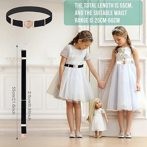 Jesustree Ceinture Élastique Enfants Unisexe Réglable Belt Extensibles avec Boucle de Coeur Fille-Ceinture pour les Uniformes Scolaires Pantalons Jeans Robes 2 Pièces – vue 2