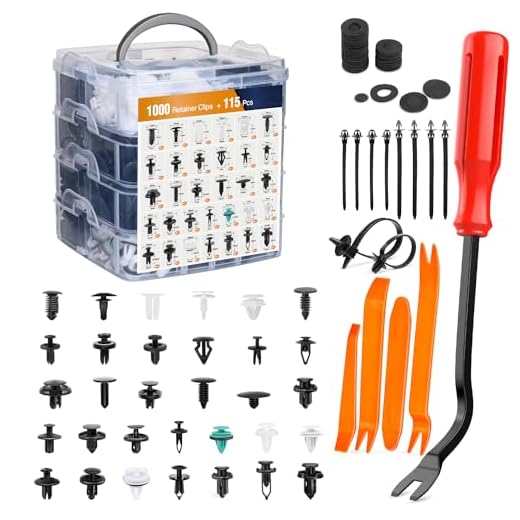 GOOACC 1115Pcs Car Push Retainer Clips & Auto Fasteners Assortment -32 Most Popular Sizes Nylon Bumper Fender Rivets with 10 Cable Ties and Fasteners Remover for GM Ford Toyota Honda Chrysler