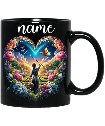 Gardening Mug, Plant Lover Coffee Cup Gift, Personalized Garden Mug, House Plant Tea Lover, Gift for Mother, Sister Auntie and Who Love Gardening, Custom Name 11 Black Mug Oig1 26 665004