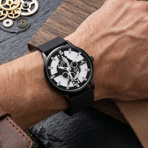 Image of CRESTELLO Silicone Strap Analog Wrist Watch for Men (Black /Blue /Green /Brown /Grey) | 1 Year Warranty* | CR-BK254