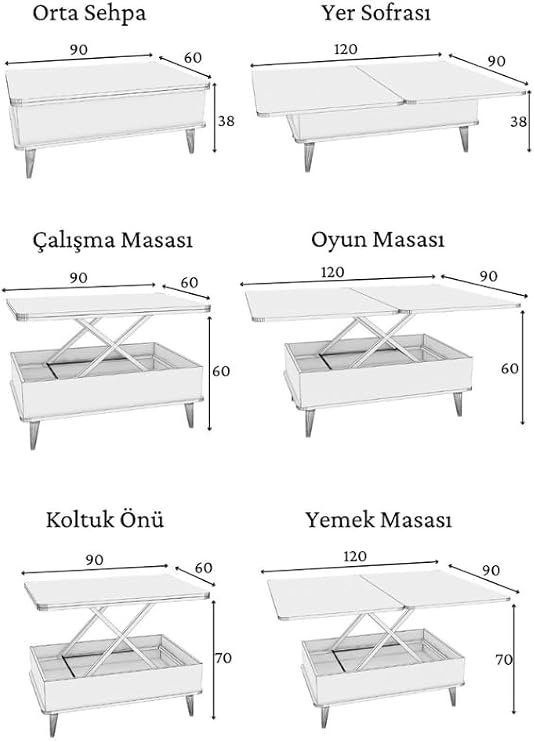 Ottawa Smart desk 3-stage magic coffee table coffee table (WALNUT)