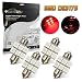 Partsam 4PCS Red 31mm Festoon 6SMD 5050 LED Interior Dome Map Light Lamp Bulbs 3021 3022 DE3175