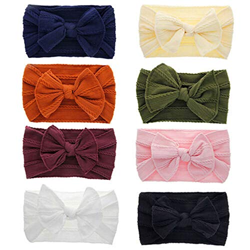 Infant Baby Girl Nylon Bow-Knot Headband Newborn Headwrap Hair Accessories With Knotted Bow (Navy Blue Headband, One Size) #TOP5