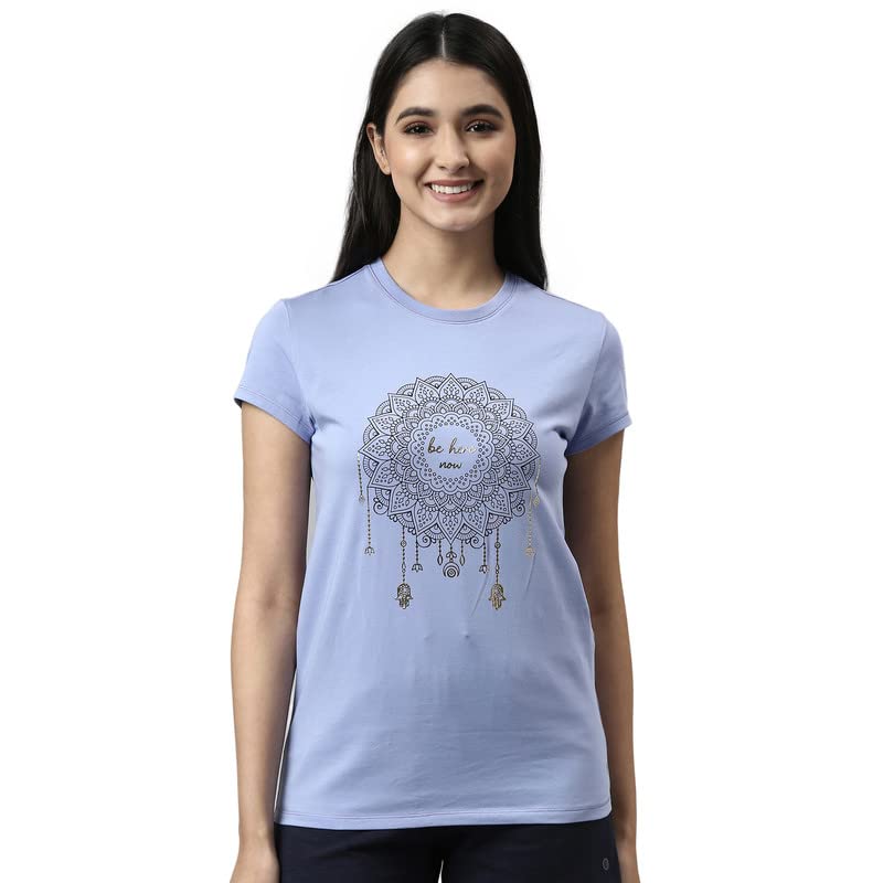 Image of Enamor Short Sleeve Crew Neck Regular Length Basic Crew T-Shirt - Slim Fit, Soft and Breathable Stretch Cotton - E147