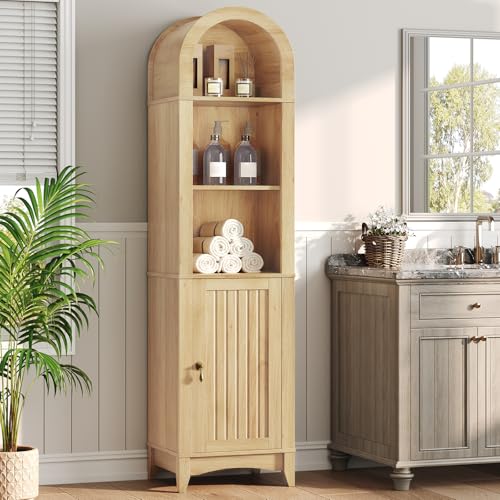 RALGEND 69" Tall Bathroom Storage Cabinet, Tall Arched Freestanding Storage