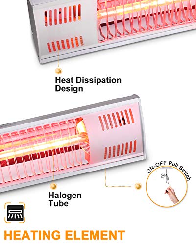 Star Patio Electric Patio Heater, Indoor/Outdoor Heater, Space Heater, Infrared Heater, Wall Mounted, suitable as Gazebo Heater, Balcony Heater, Garage Heater, 1580