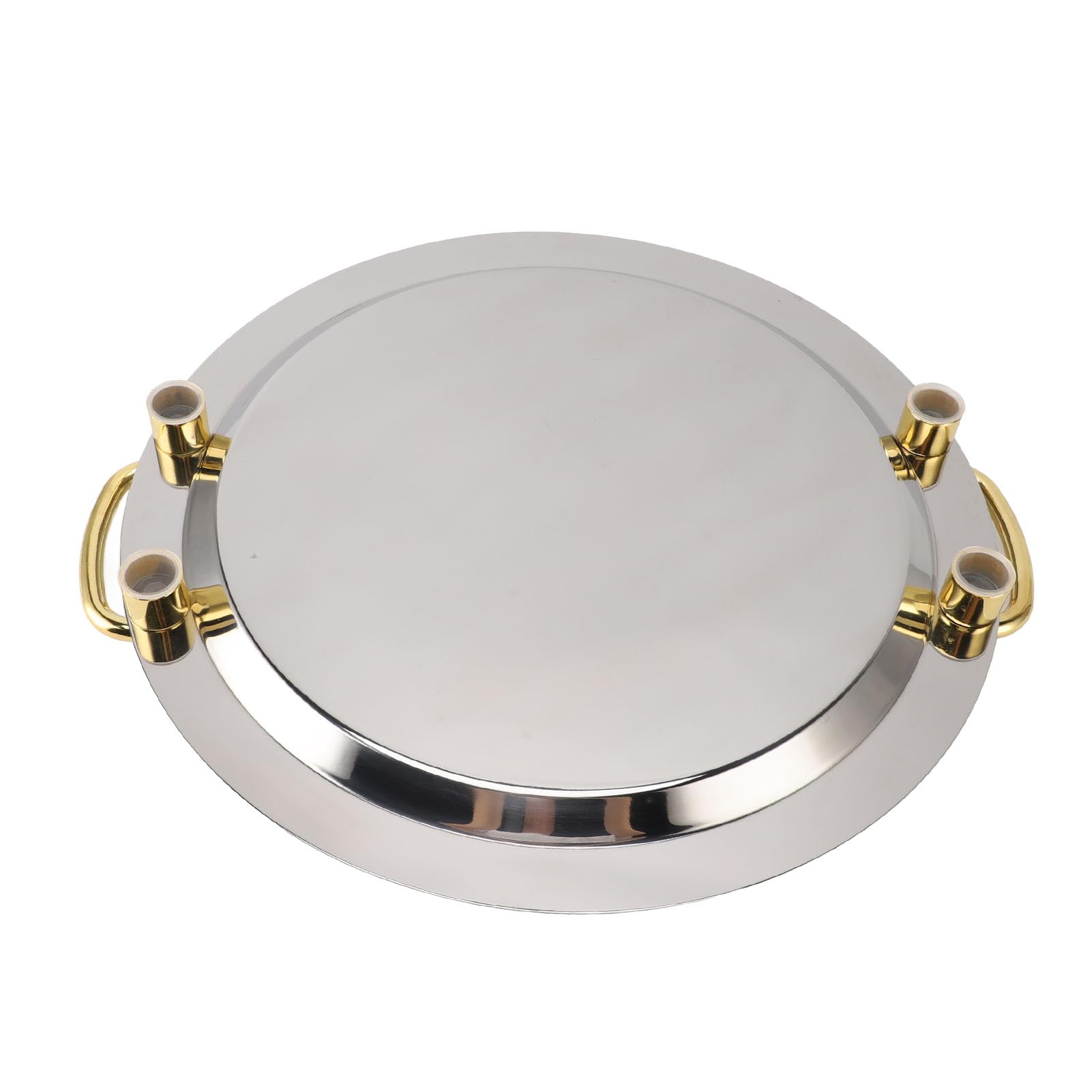 Cocoarm Bandeja para Servir de Acero Inoxidable Platos de Cena de Acero Inoxidable 304 Superficie de Espejo con Asa de Transporte Dorada Borde Resbaladizo para Servicio de Mesa de Restaurante Buffet