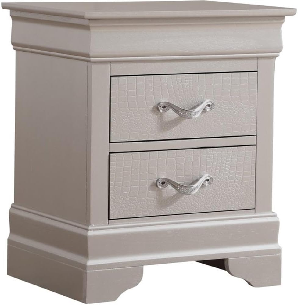Glory Furniture Lorana 2 Drawer Nightstand in Silver Champagne