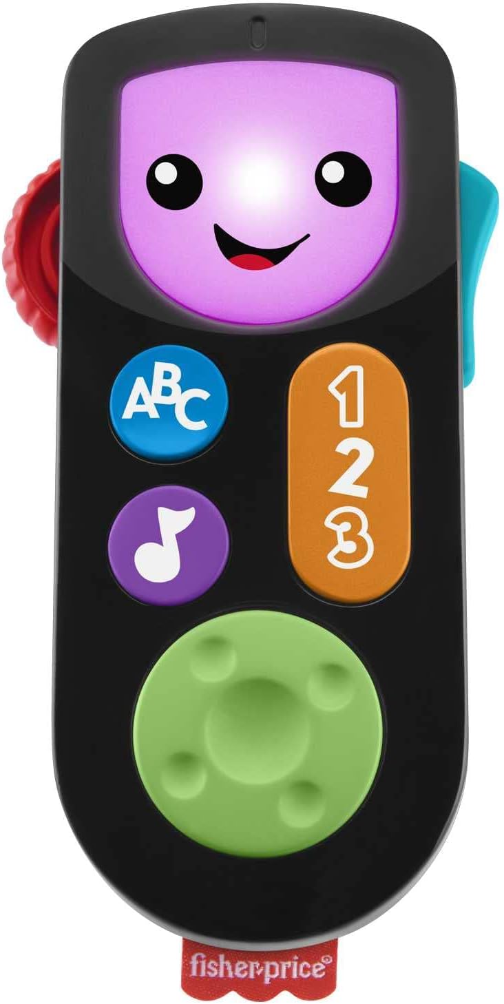 Fisher-Price Laugh & Learn Stream Remote - UK English Edition, electronic pretend toy with educational content for infants and toddlers
