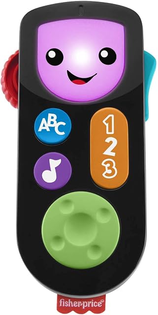 Fisher-Price Laugh & Learn Stream & Learn Remote - UK English Edition, electronic pretend toy with educational content for infants and toddlers