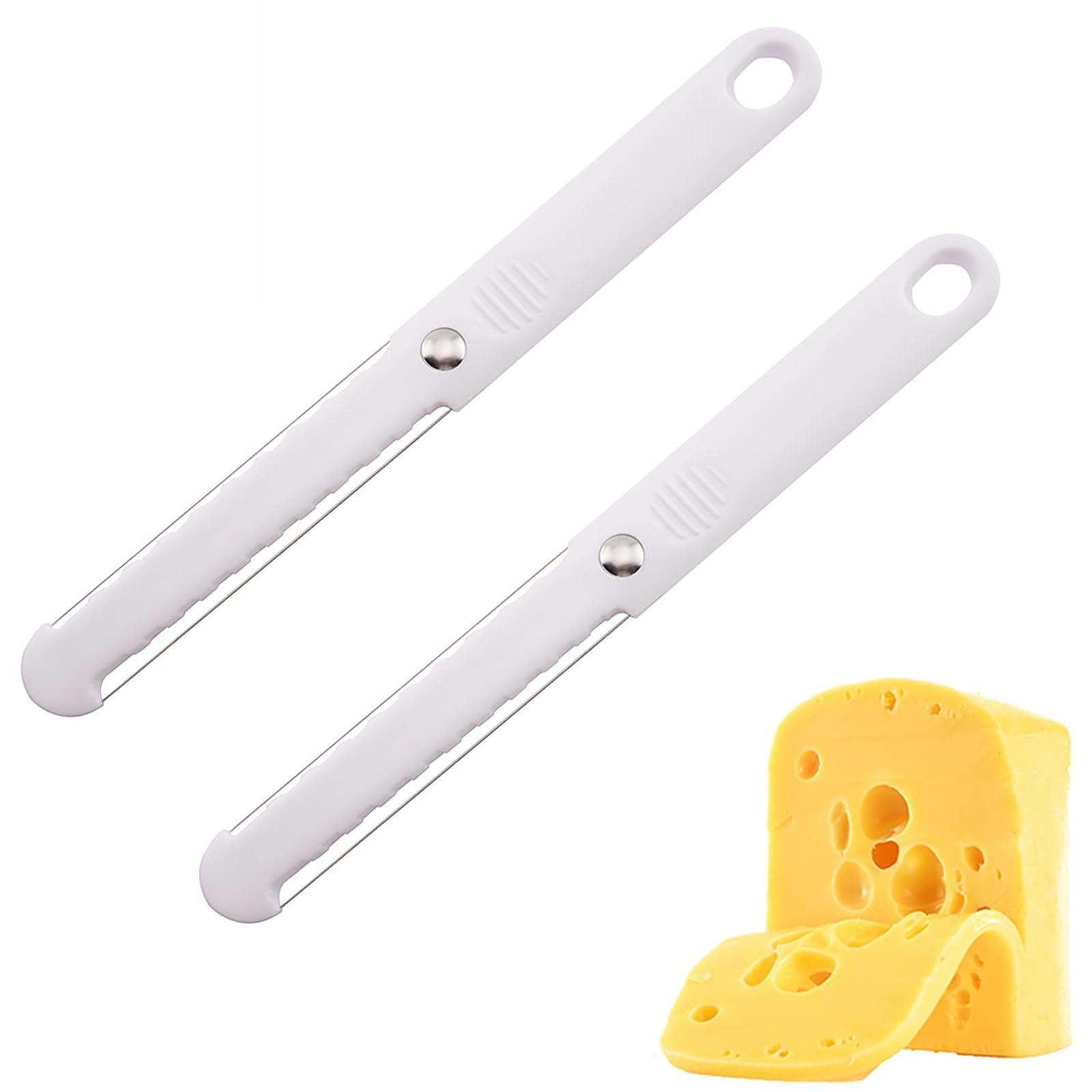 Big Bargain Store 2 Pcs Cheese Slicer, Stainless Steel Wire Cheese Slicer, Handheld Butter Cutter for Hard and Semi-Hard Cheese Butter, Chocolate, Jams, and Creams