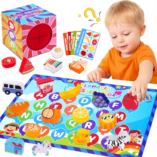 KMTJT Montessori Alphabet Mystery Box Toys for Toddlers Age 1 2 3 4 5 26Pcs Fine Motor Sensory Sorting Games Preschool Learning Activities & Speech Therapy Christmas Birthday Gifts for Boys Girls